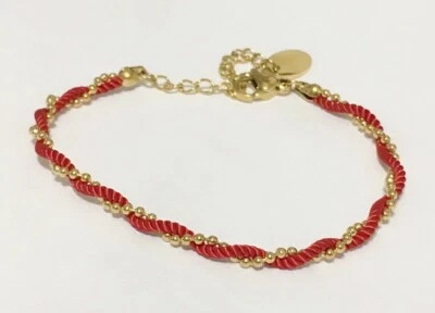 Pulsera de mano cadena cuerda roja buena suerte acero inoxidable titanio mujer 6-7" Foto 1 de 4
