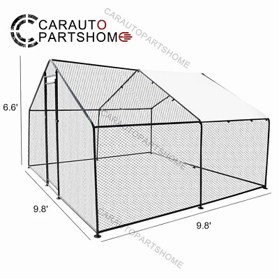 Gallinero de metal Walk-In Chicken Run 10x10x6,6 pies techo pico granja patio grande Foto 1 de 4