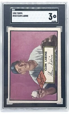 1952 Topps #342 Clem Labine Rookie Card SGC 3 VG - Image 1 of 2