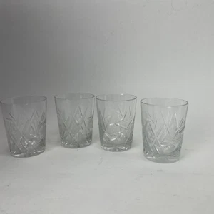 Vintage Cut Glass Pinwheel Hatch Fan Whiskey Low Ball Glasses Set Of 4 - Picture 1 of 4