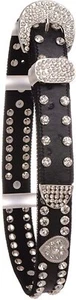 Nomad Creek Heart Concho Rhinestone Studded Leather Kids Belt - Picture 1 of 6