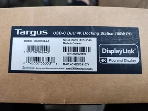 New Targus DOCK182-A1 USB-C Dual 4K Docking Station 100W PD, New - Picture 1 of 3