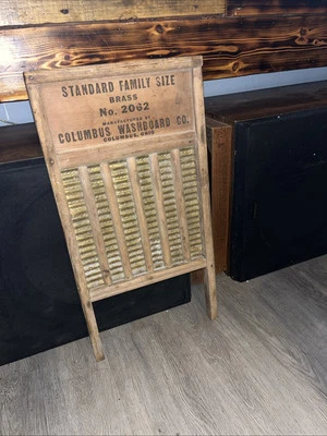 Vtg Antique MAID RITE Brass No. 2062 ,by Columbus Washboard Co.  24" x 12.5"  - Image 1 of 4