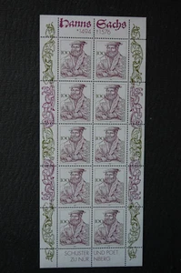 West Germany 1994 Hans Sachs sheet of 10 SG 2604 NHM - Picture 1 of 2