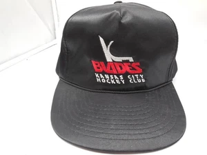 DB10 Vtg 90s Kansas City Blades Cap Neon Nylon Logo Snap Back IHL Hockey Hat - Picture 1 of 4