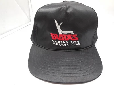 DB10 Vtg 90s Kansas City Blades Cap Neon Nylon Logo Snap Back IHL Hockey Hat - Image 1 of 4