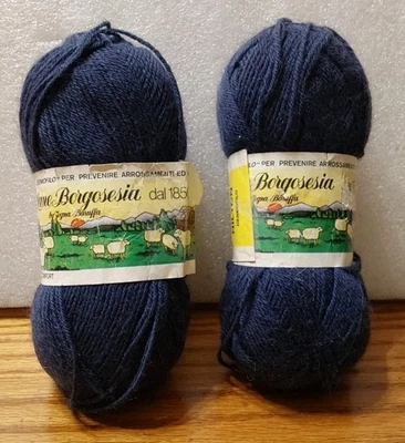 Fio Lane Borgosesia dal 1850 100% lã virgem feito na Itália azul 2 fino 2 novelos - Imagem 1 de 3