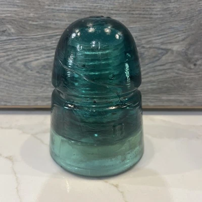 Vintage Brookfield New York Beehive Rounded Base Glass Insulator Aqua Green - Image 1 of 3