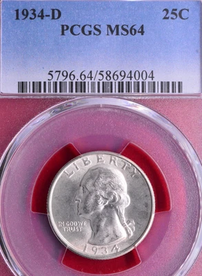 PCGS MS-64! 1934-D WASHINGTON QUARTER - Image 1 of 4