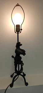 Vintage Poodle Iron Metal Black Lamp 1950s Unique Rare  - Picture 1 of 14