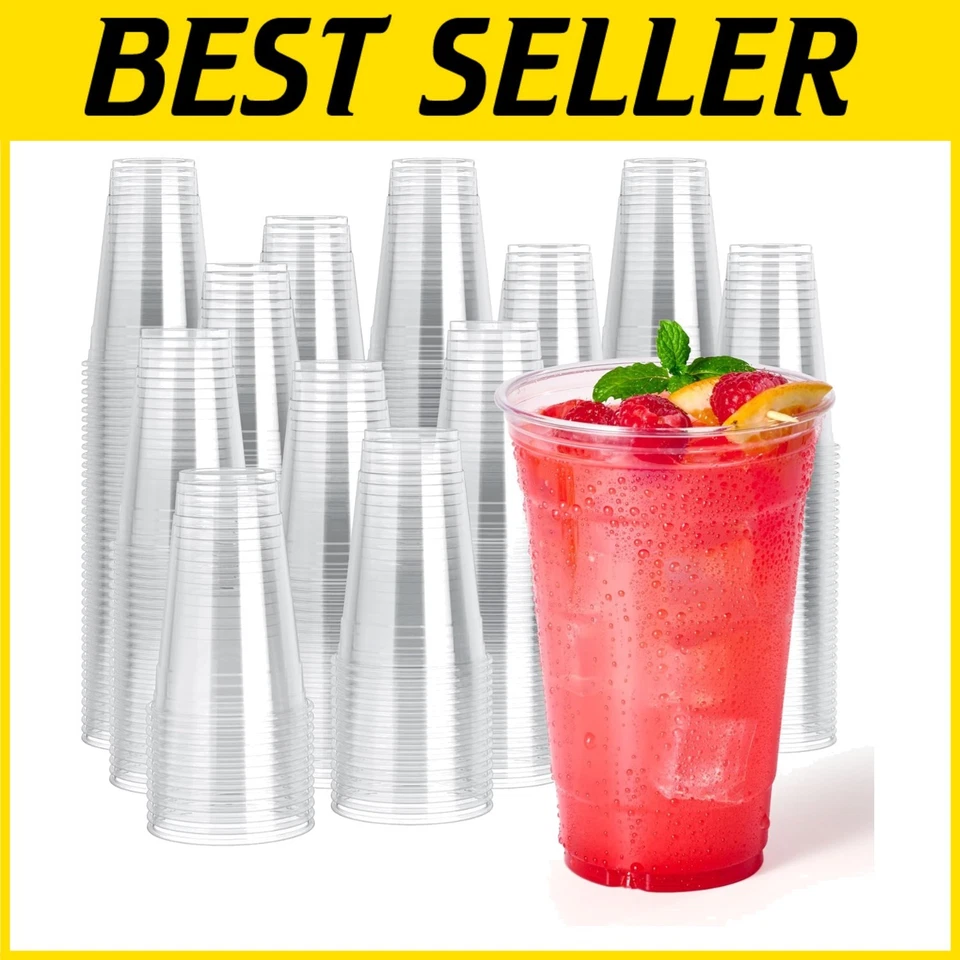 Sturdy & Elegant 20 oz Clear Plastic Cups - Bulk Pack of 1000 for Easy Cleanup - Image 1 of 4