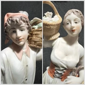Lot of 2 VTG Ardalt Lenwile Japan Capodimonte Figurines Boy & Girl w/Baskets - Picture 1 of 12