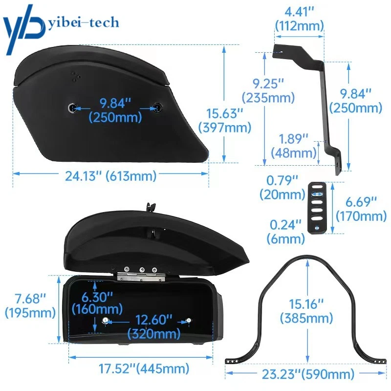 Hard Bags Saddlebags & Heavy Duty Mounting Kit For Yamaha Kawasaki Honda Classic Foto 1 de 4