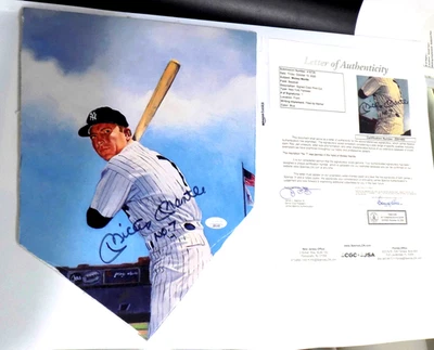 MICKEY MANTLE HOF Signed Autograph Yankees Poster Board Color Photo JSA 💎 LOA - Image 1 of 4