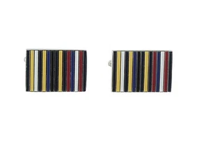 Michelsons of London Multi Colour Stripe Rectangle Cufflinks - Picture 1 of 2