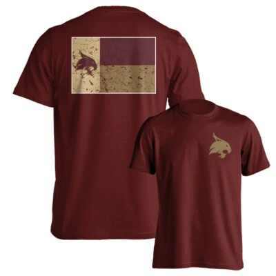 Texas State University Bobcats State Flag School Logo Tee Short Sleeve T-Shirt - Image 1 of 2