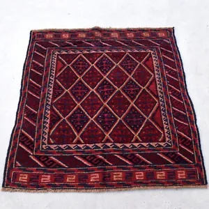 4x3 Vintage Red Handmade Afghan Rug Organic Dye Mishwani Woven Handwoven Woolen - Picture 1 of 5