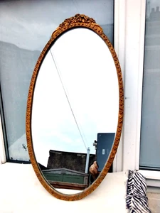 VINTAGE ATSONEA OVAL WALL MIRROR ORNATE GOLD GILT FRAME - Picture 1 of 17