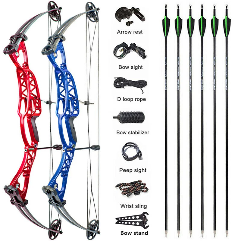 AMEYXGS Compoundbogen Jagdbogen 40-60lbs Einstellbar Carbonpfeile Bogenschießen Jagd