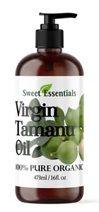 Organic Unrefined Tamanu Oil 16oz Glass w/ Pump, Imported From Tahiti, 100% Pure - Picture 1 of 4