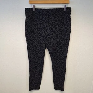 Style & Co Ponte Knit Leggings Stretch Slim Flocked Leopard Gray Black Sz L - Picture 1 of 13