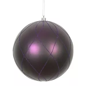 Vickerman N170726D 6 in. Plum Matt Glitter Swirl Ornament Ball - 3 per Box - Picture 1 of 1