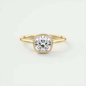 2 Ct Cushion Cut Lab Grown Diamond Solitaire Engagement Ring 14k Yellow Gold - Picture 1 of 4