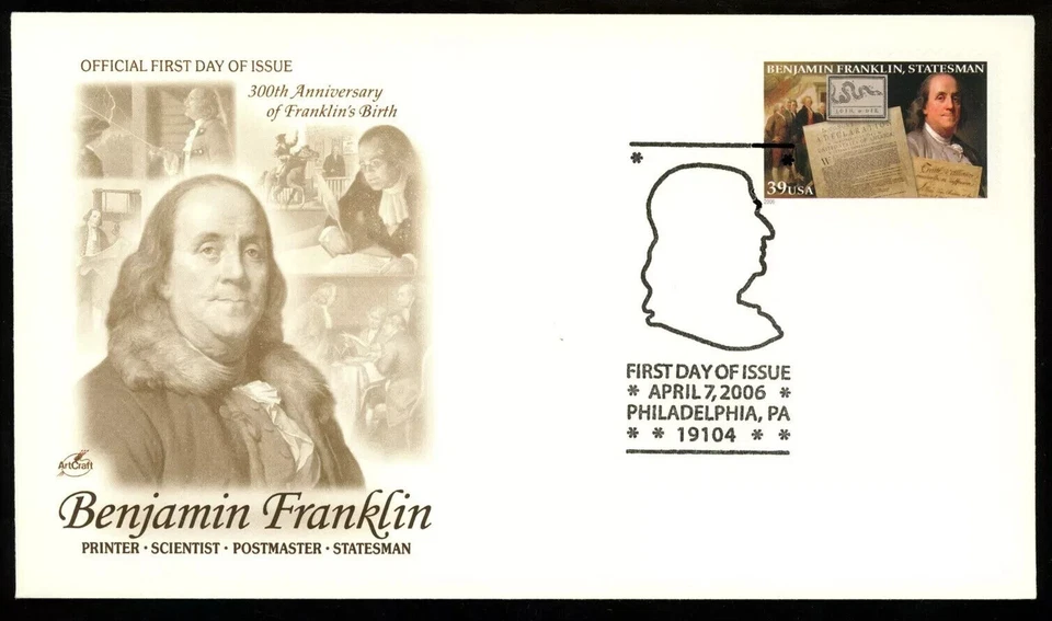 BENJAMIN  FRANKLIN  STATESMAN  2006 ARTCRAFT CACHET FDC VF UNADDR - Image 1 of 1