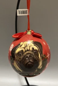 Pug Perro Adorno de Navidad E & S Mascotas Redondo Dos Caras Colgante Nuevo En Caja - Imagen 1 de 6