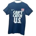 Nike USA US Soccer Team Cant Catch U.S Men's Tee Shirt Size XS Slim Fit Blue EUC