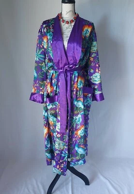 Vintage Victoria's Secret Gold Label Floral Satin Kimono Robe Multicolor Women P - Image 1 of 4