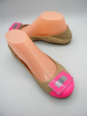 MARC by MARC JACOBS Beige Cuero y Neón Logo Placa Puntera Plana EU 36.5 US 6 Foto 1 de 4