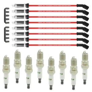 High Performance 8x Spark Plugs 8x Wires Set 48322 for Chevy GMC 4.8L 5.3L 6.0L - Picture 1 of 8