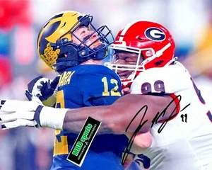 Foto de fútbol americano 8x10 firmada con autógrafo reimpresa de Jordan Davis Georgia Bulldogs UGA - Imagen 1 de 1
