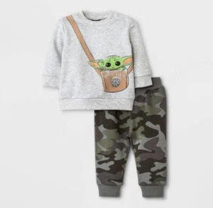 Baby Boys' 2pc Star Wars Baby Yoda Fleece Pullover and Jogger Set - 3-6 Months - Picture 1 of 5
