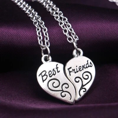 2x Collana BEST FRIENDS Cuore Spezzato Ciondolo Amore Fidanzati Regalo Amicizia - Immagine 1 di 4