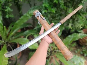 Handgefertigtes Thai Schwert Machete Camp Messer 16,6" Pflug Scheibe Stahl geschmiedete Klinge Bambus - Bild 1 von 16