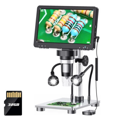 MARKENLOS Elikliv 1200X Digitales Mikroskop HD Kamera 7" LCD 1080p Münzlupe mit Licht