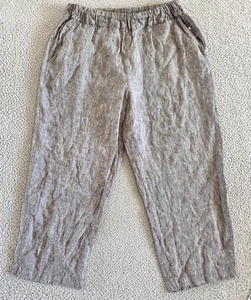 Len Ok Lenok Linen Pants Size 3XL Lagenlook Wide Leg Comfort Brown - Picture 1 of 23