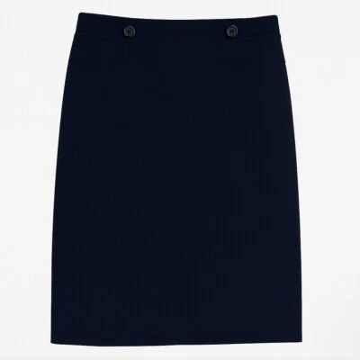 NYCC Skirt Womens Medium Petite Navy Blue High Waist Button Work Career Stretch - Image 1 of 4