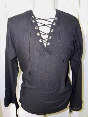 Servicio de labios vintage de los 80 para hombre con cordones negro manga larga metal medio glamour gótico Foto 1 de 4