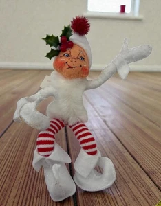 Annalee Weihnachtselfe Figur 2004 Mobilitee beweglich weiß und rot gestreift - Bild 1 von 9