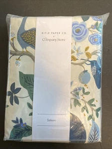 The Company Store Rifle Paper Co PEACOCK Sateen KING Duvet Cover, NWT - Picture 1 of 8