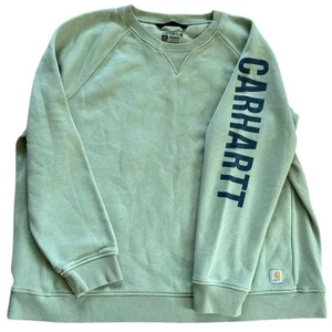 Carhartt Sweater Women's Size 3X Sage Green Logo Plus Size Workwear Gorpcore - Picture 1 of 9