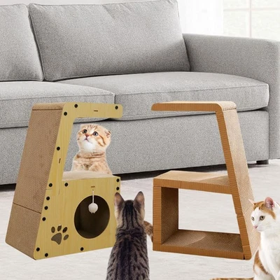 Cardboard Cat Scratcher Cat Scratcher House for Sleeping Interaction Indoor - Image 1 of 2