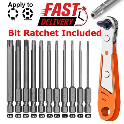 12pcs T6-T40 Magnetic Head Torx Screwdriver Bit Set Security Tamper Proof Star - Image 1 of 4