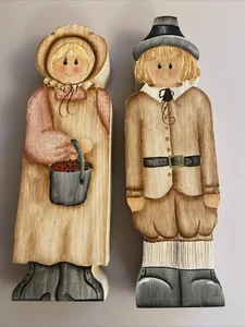 Neue handgefertigte Pilger aus Holz handbemalt Erntedank Herbst Ernte Dekor 10 Zoll - Bild 1 von 14