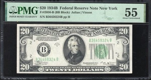 1934-B $20 RICHMOND FEDERAL RESERVE NOTE FRN  PMG 55 Fr 2056-E 58324 - Picture 1 of 2