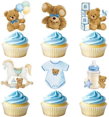 Toppers para cupcakes de oso 36 piezas Baby Shower niño azul  Foto 1 de 4