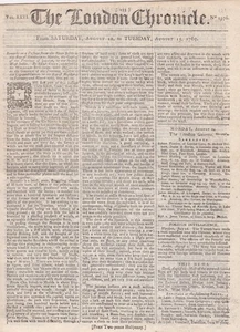 1769 "The London Chronicle" Zeitung - Maultierreise nach Merida, Yucatan, Mexiko - Bild 1 von 3